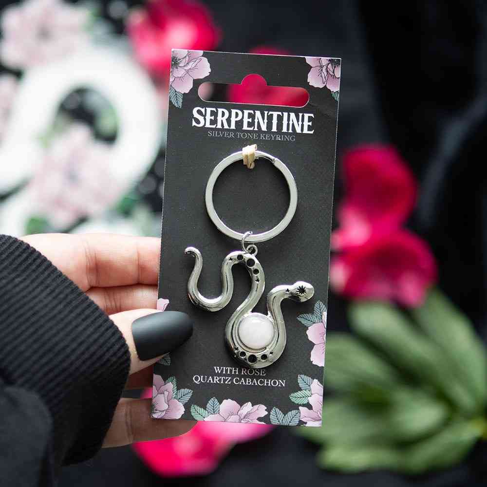 Something Different - Snake with Rose Quartz Crystal Porte-clÃ©s - Couleur argent